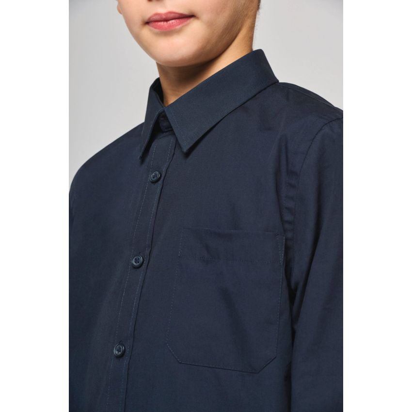Camisa de niño de manga larga en popelina