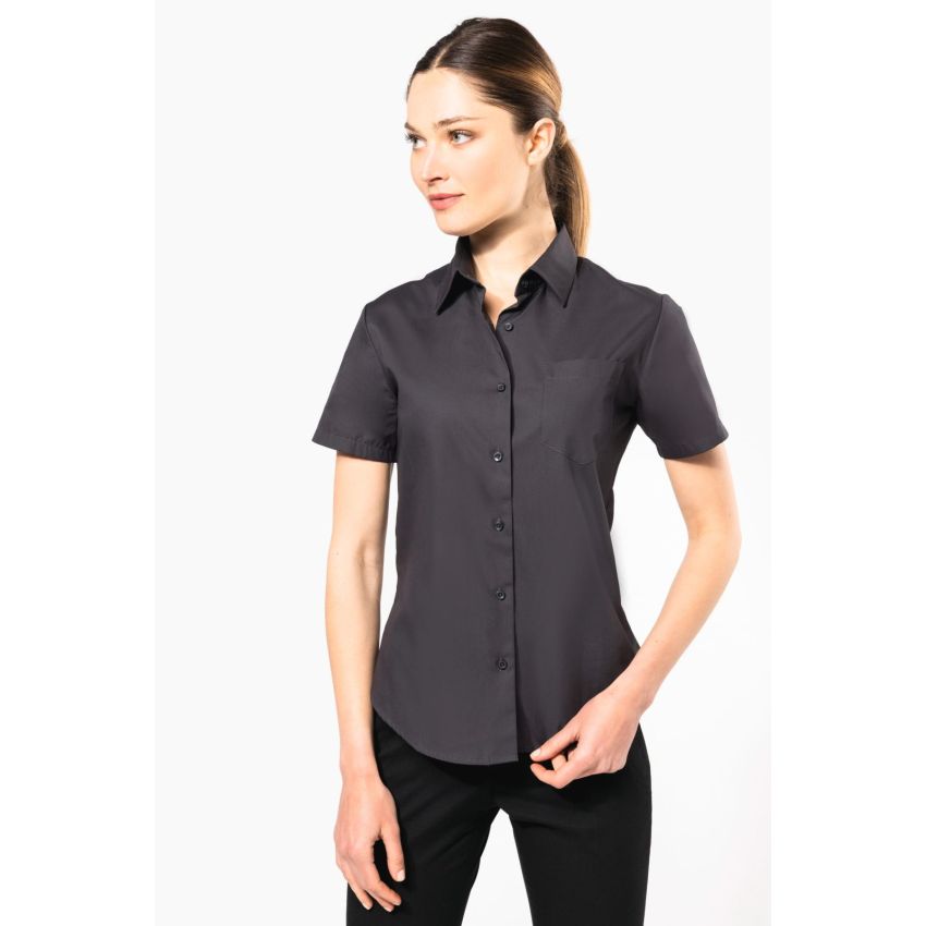 Blusa de mujer de manga corta en popelina de fácil cuidado