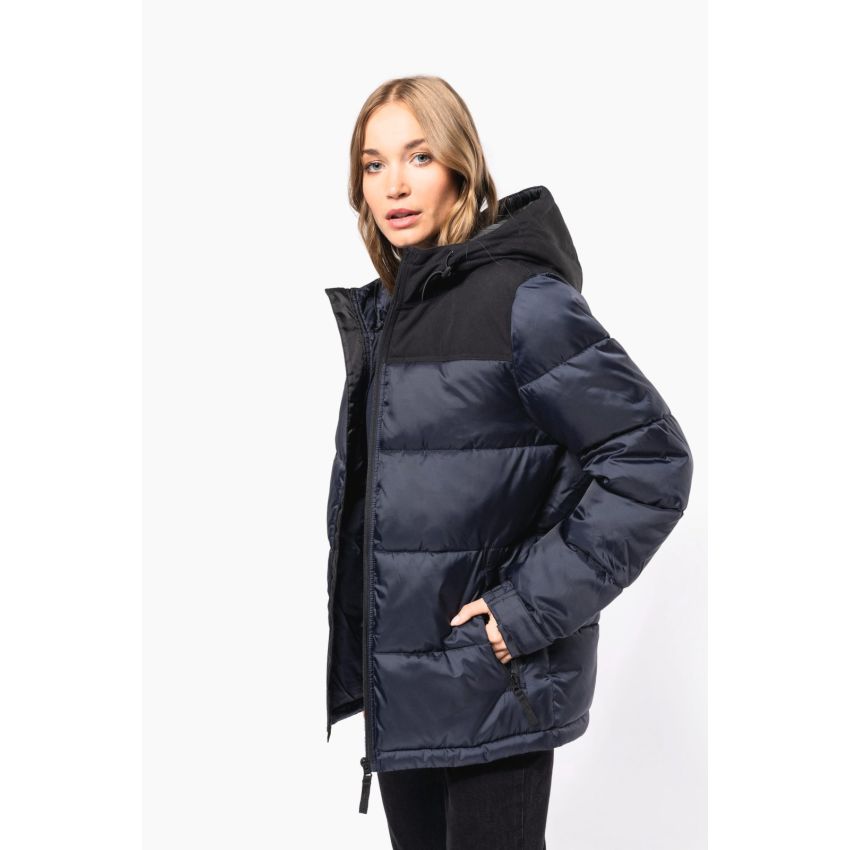 Parka acolchada con capucha bicolor unisex