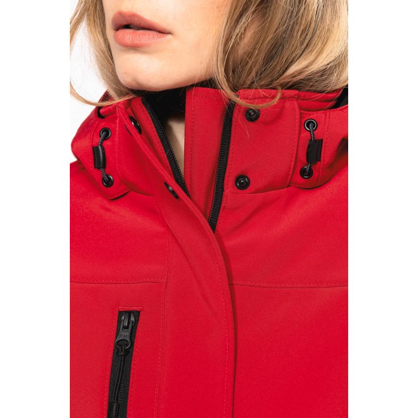 Parka softshell acolchada de mujer con capucha