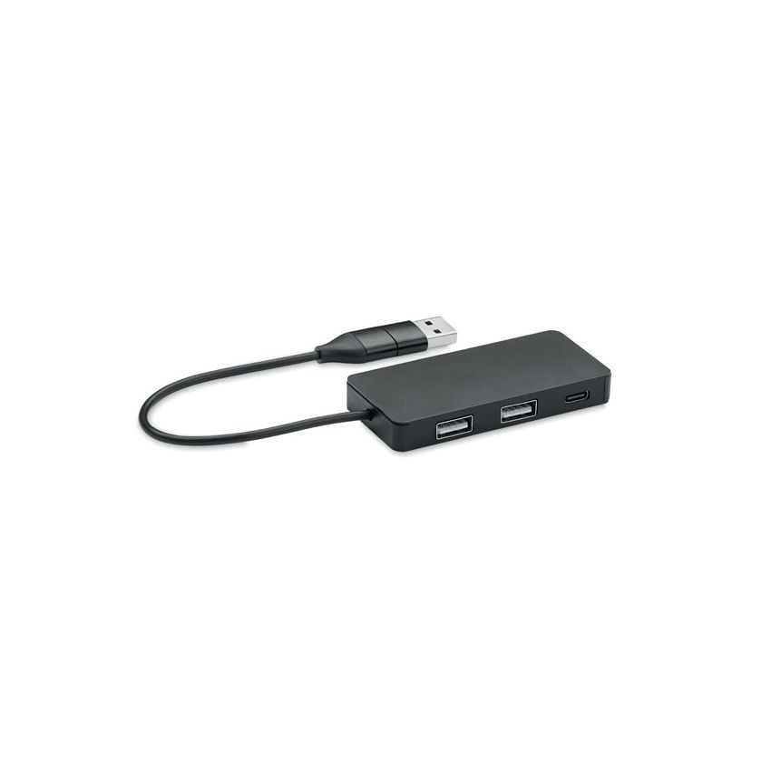 Concentrador USB de 3 puertos con cable de 20 cm