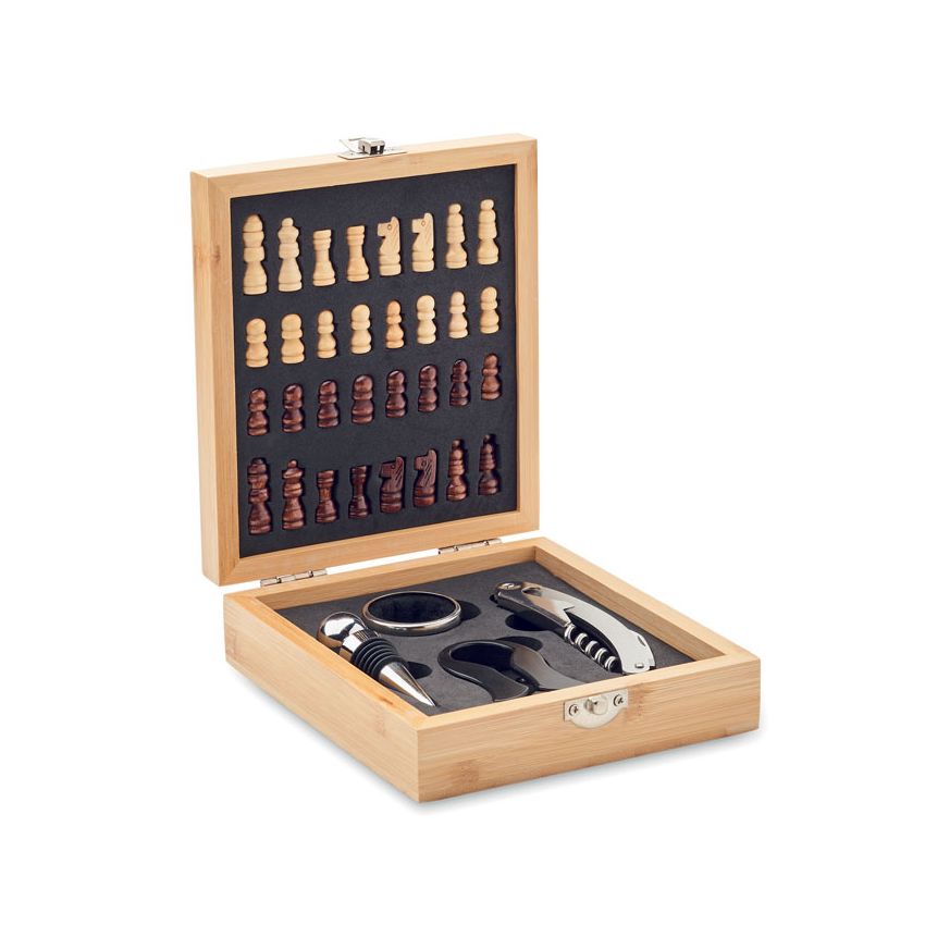 Set de vino tablero ajedrez