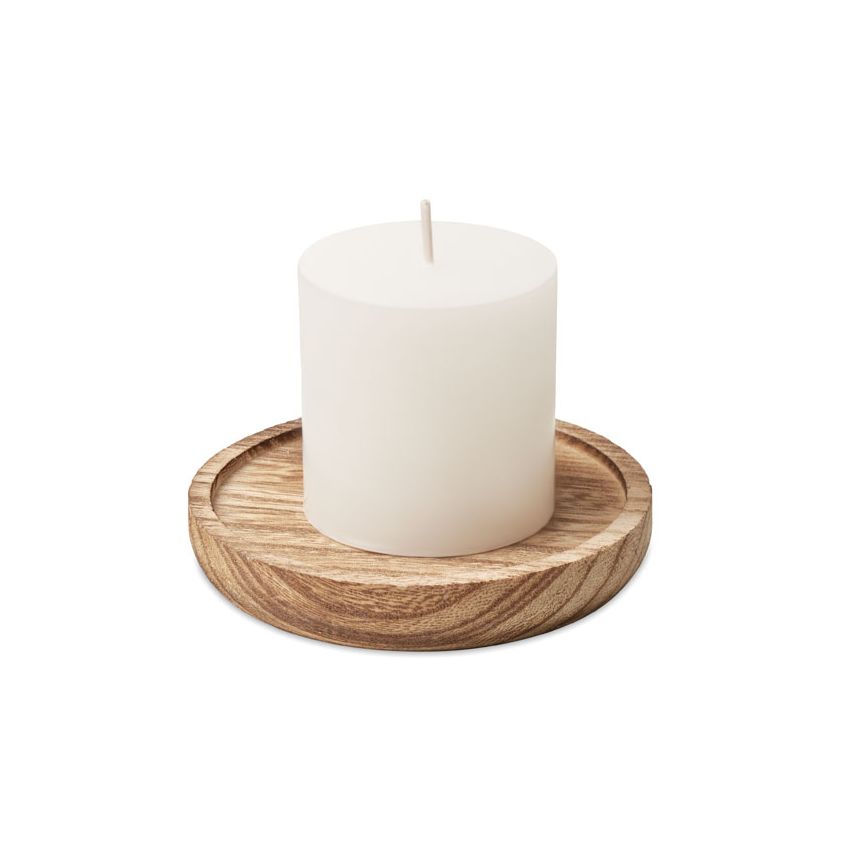 Vela con base de madera
