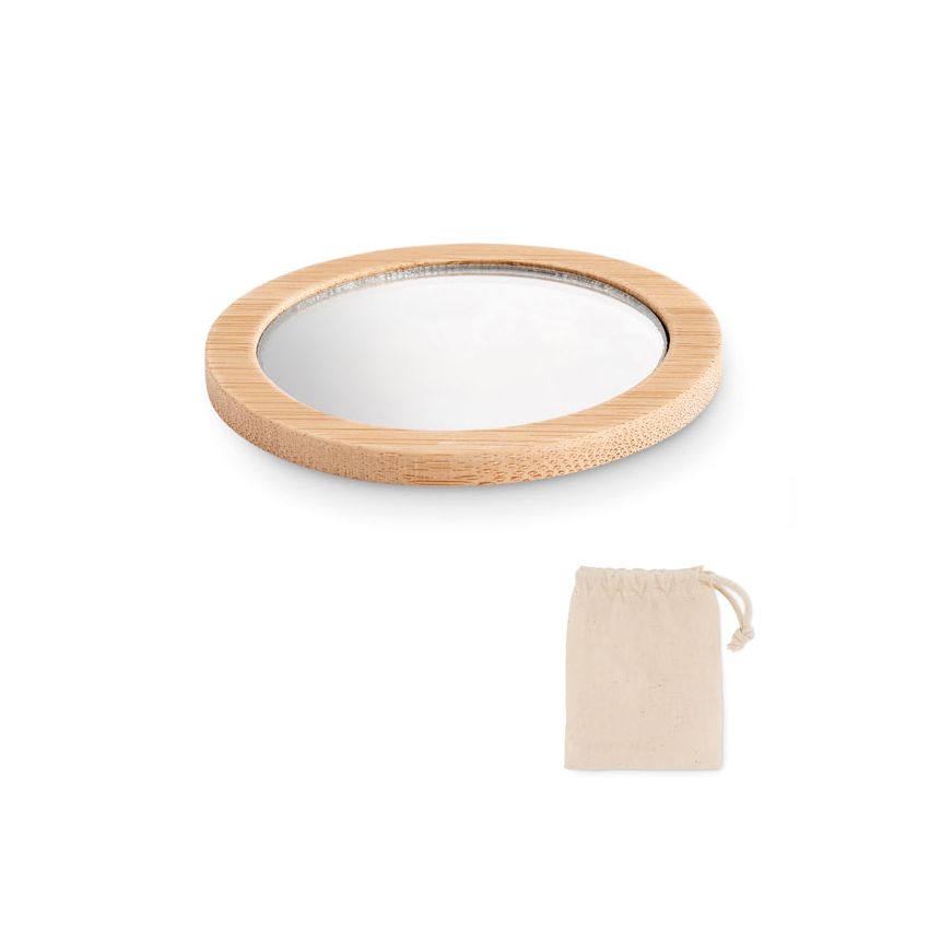 Espejo de maquillaje de bambú