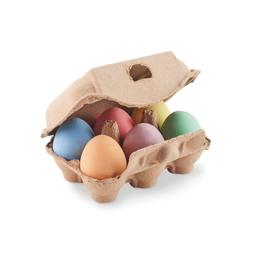 6 huevos a tiza en caja