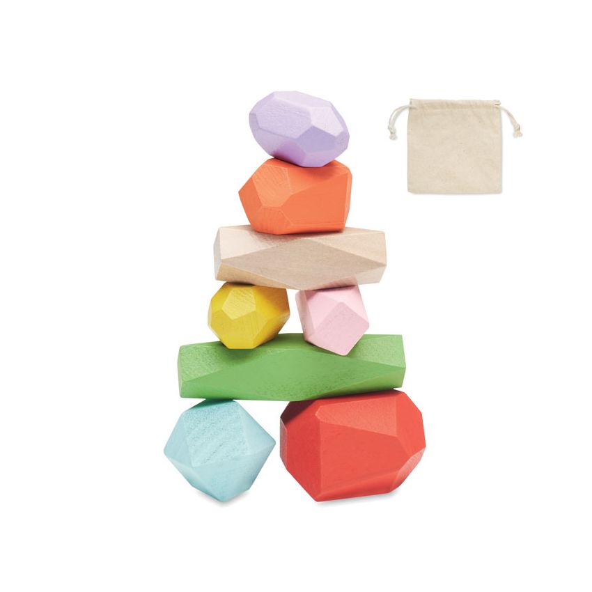 Set de 8 piedras de madera en bolsa