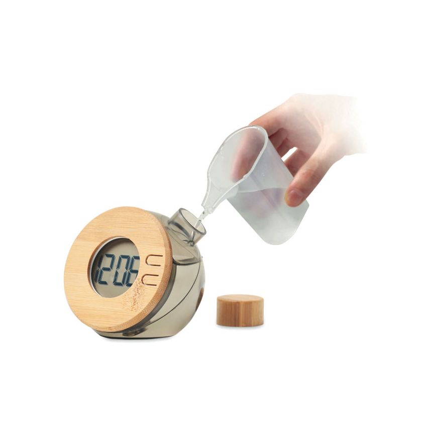Reloj LCD de bambú a agua