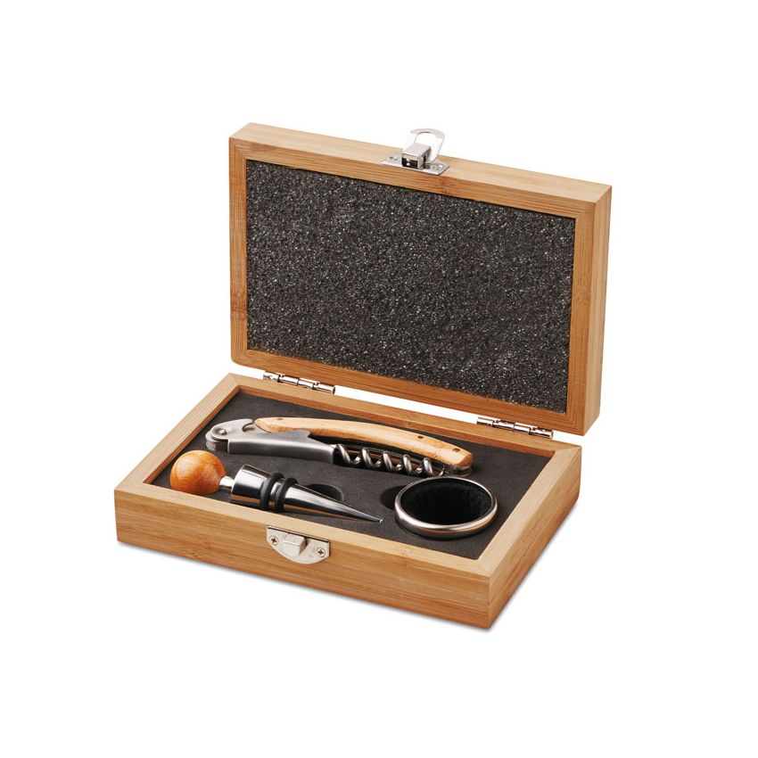 Set de vino en caja de bambú