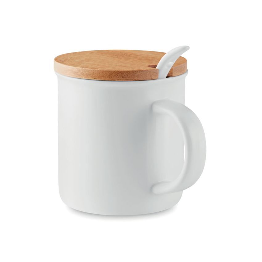 Taza de porcelana con cuchara