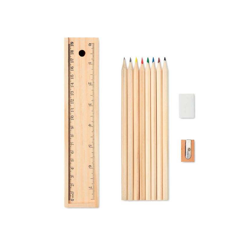 Set de 12 lápices en estuche de madera