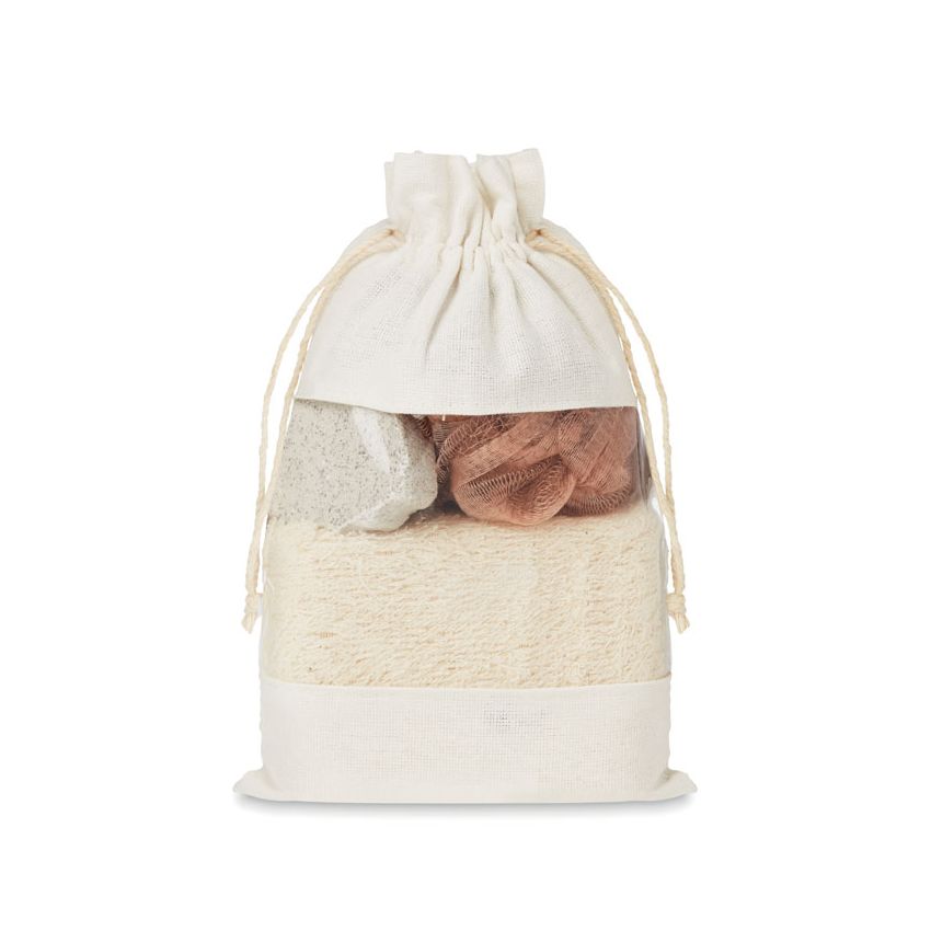 Set de baño en bolsa de algodón