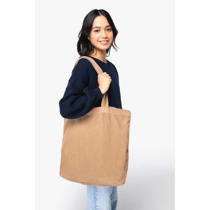 Bolsa ecológica de pana acanalada con aspecto lavado