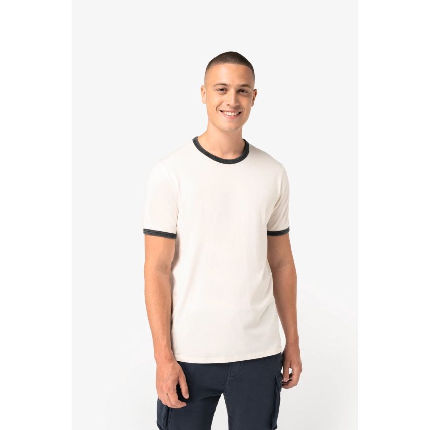 Camiseta ringer ecológica para hombre con contrastes y efecto lavado
