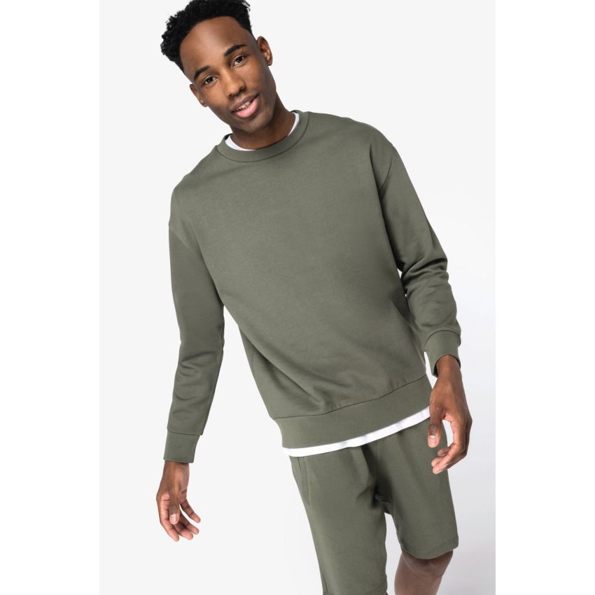 Sudadera ecológica de cuello redondo con hombros caídos afelpada unisex