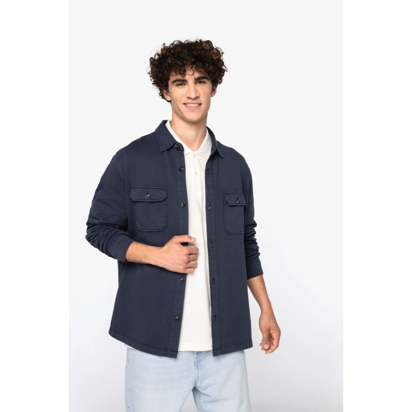Sobrecamisa cardada eco-responsable con aspecto lavado de hombre