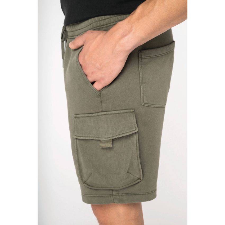 Bermuda cargo eco-responsable con aspecto lavado en French Terry de hombre