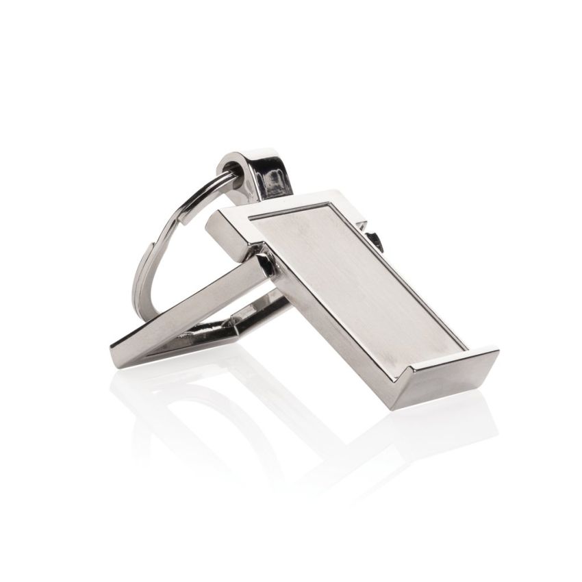 Recycled zinc alloy phone stand keyring
