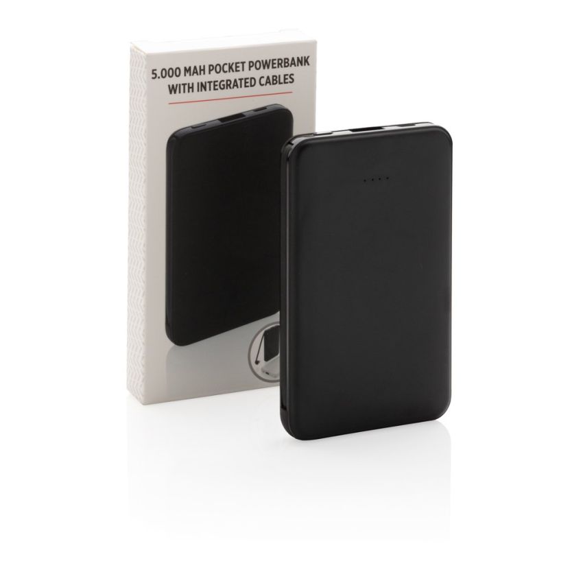 Powerbank de bolsillo de 5.000 mAh con cables integrados