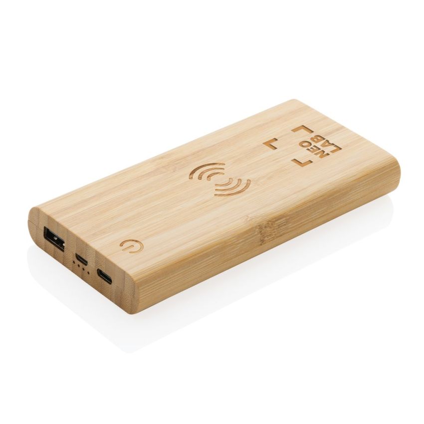 Batería externa inalámbrica de bambú 5W 8.000 mAh