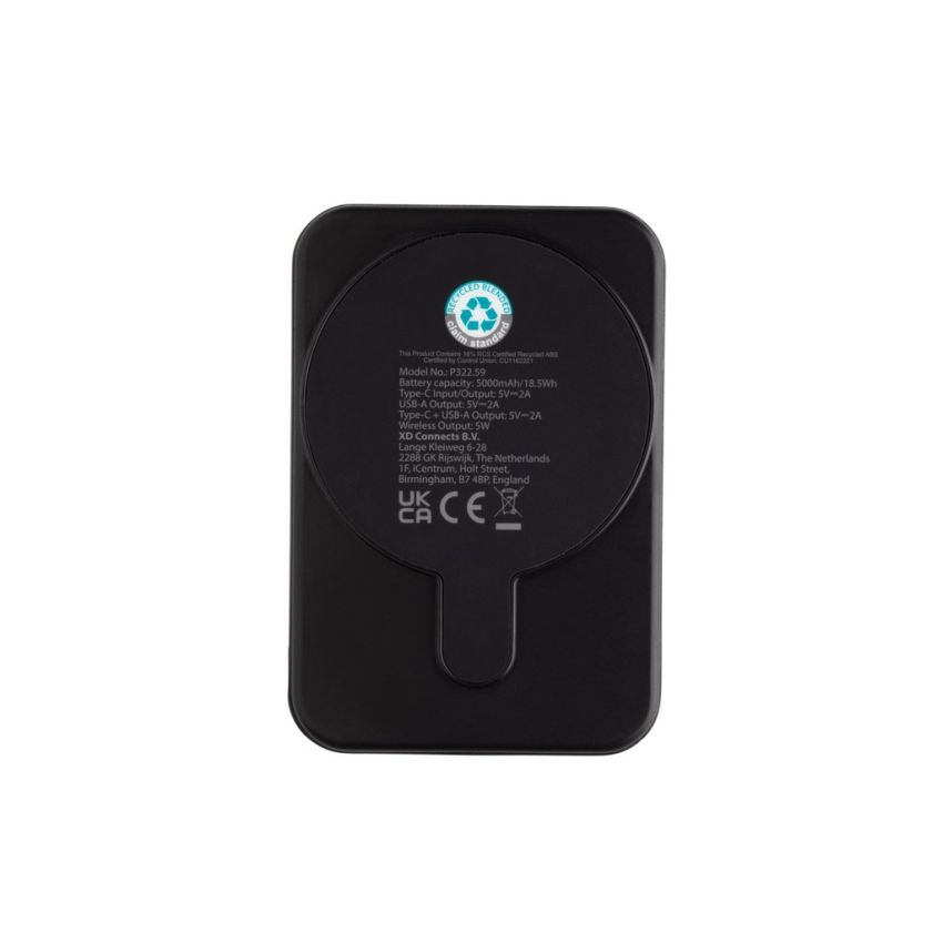 Powerbank Stellar magnético 5000 mAh y 5W de plástico reciclado