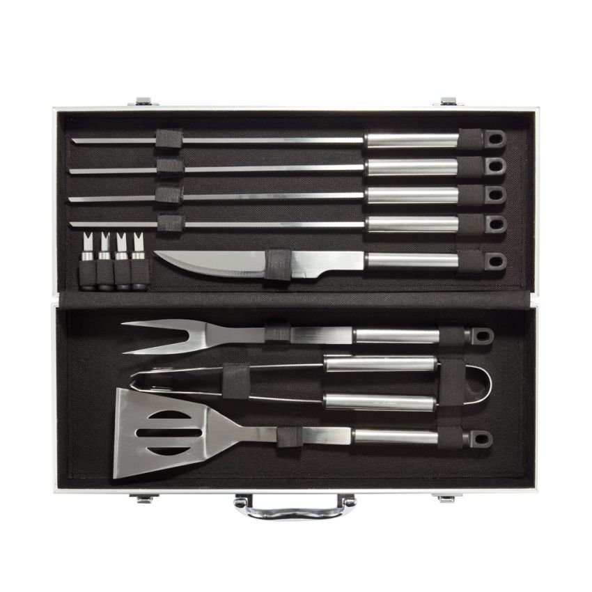 Barbecue Set 12 pieces in aluminum case