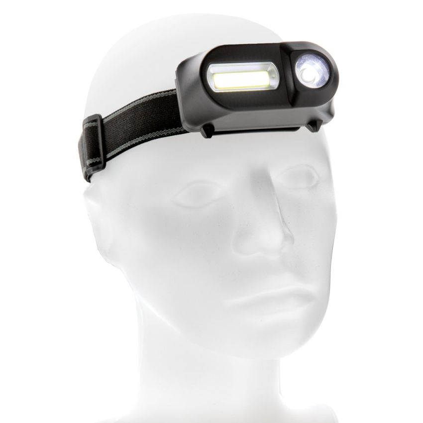 Linterna frontal COB y LED