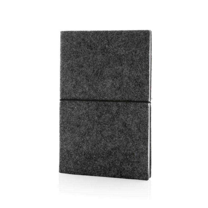 GRS certified recycled felt softcover A5 notebook