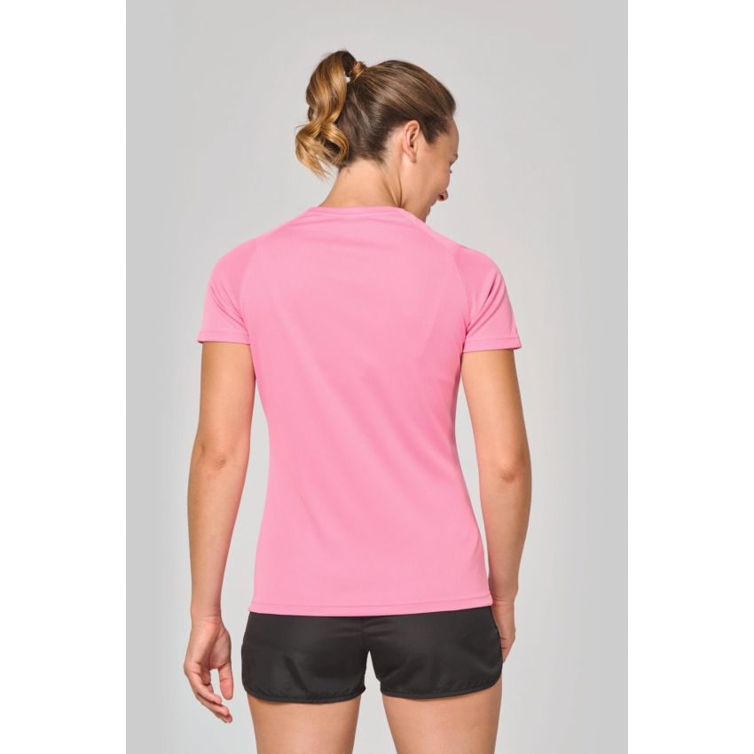 Camiseta deportiva de mujer de material reciclado con cuello redondo