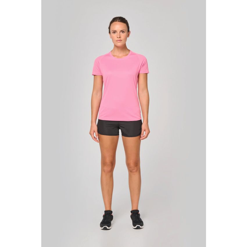 Camiseta deportiva de mujer de material reciclado con cuello redondo