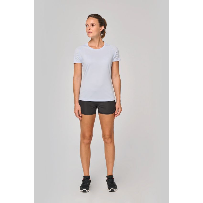 Camiseta deportiva de mujer de material reciclado con cuello redondo