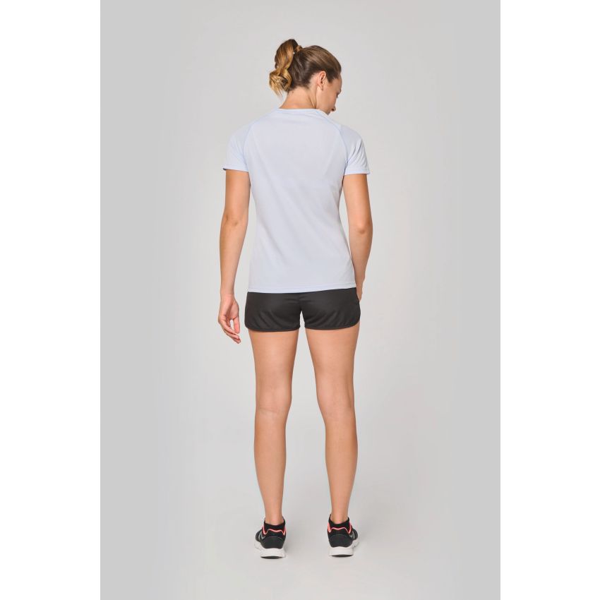 Camiseta deportiva de mujer de material reciclado con cuello redondo