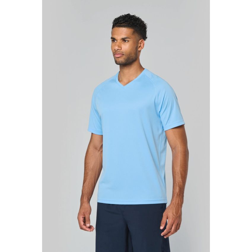 Camiseta deportiva de hombre con cuello en V y manga corta