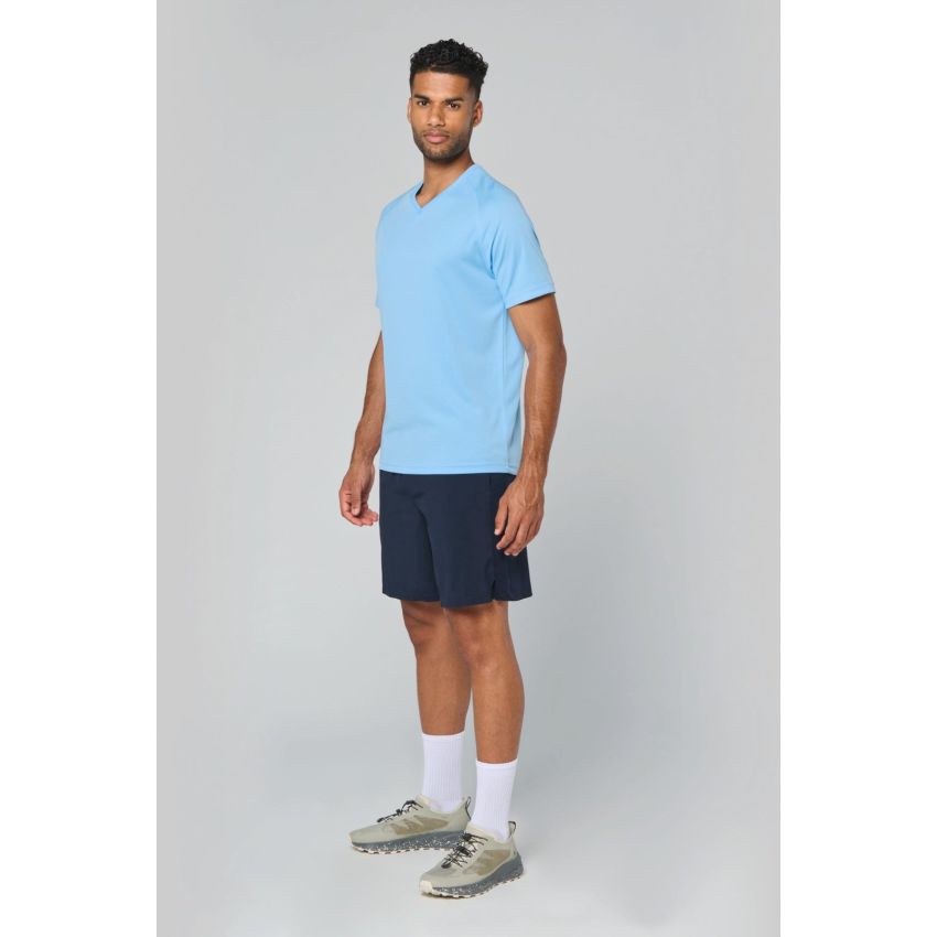 Camiseta deportiva de hombre con cuello en V y manga corta
