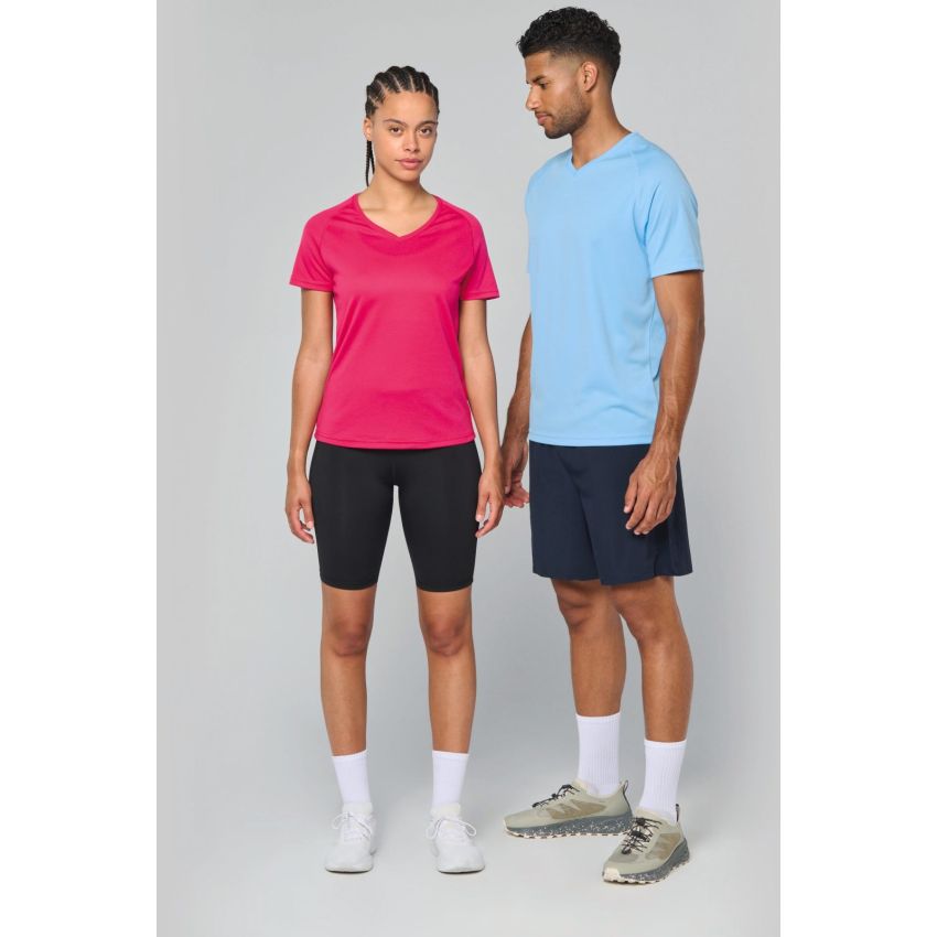 Camiseta deportiva de hombre con cuello en V y manga corta