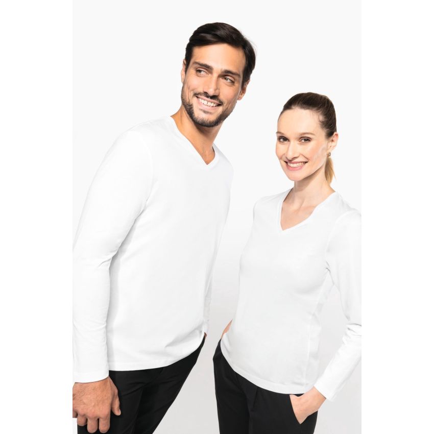 Camiseta de manga larga de mujer con cuello en V de algodón Supima®