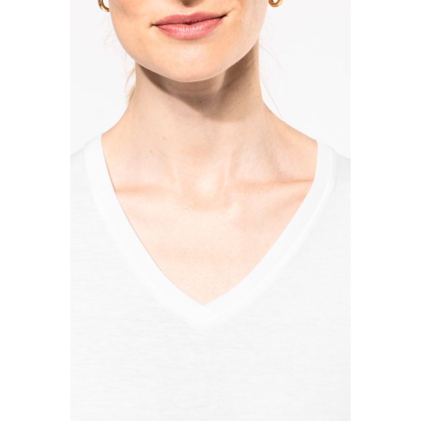 Camiseta de manga larga de mujer con cuello en V de algodón Supima®