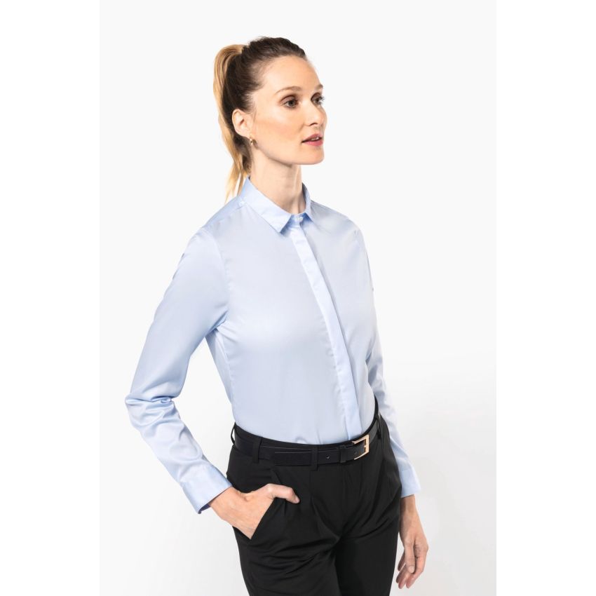 Camisa twill de manga larga de mujer