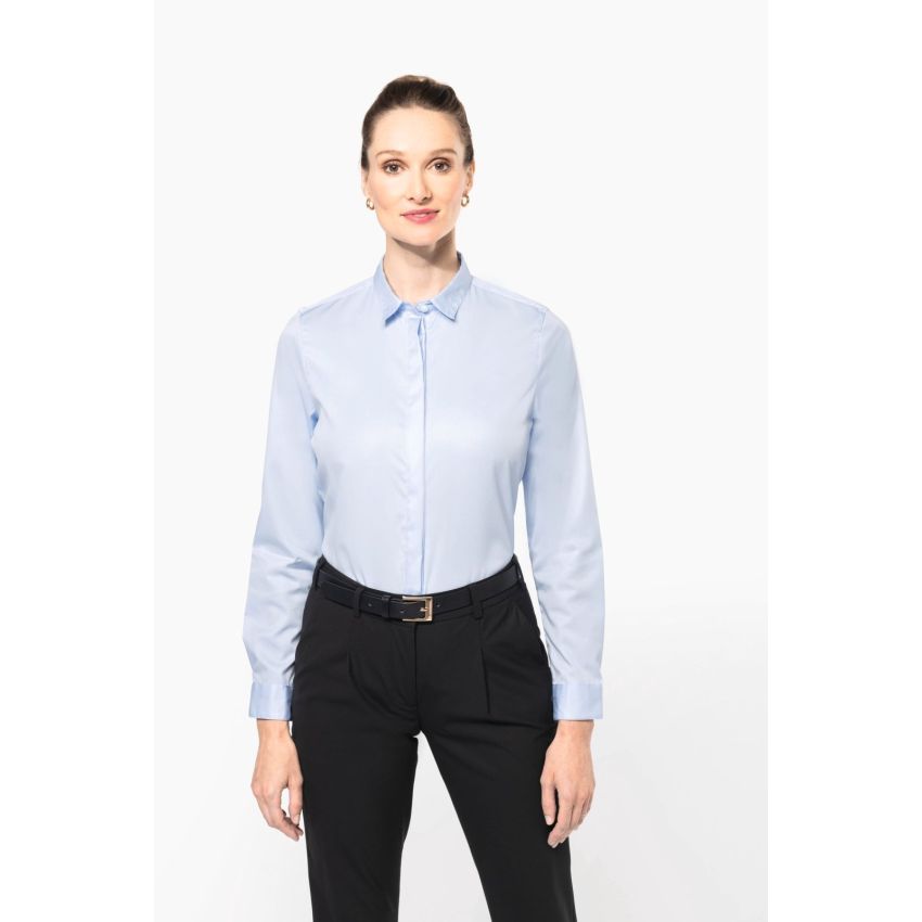 Camisa twill de manga larga de mujer