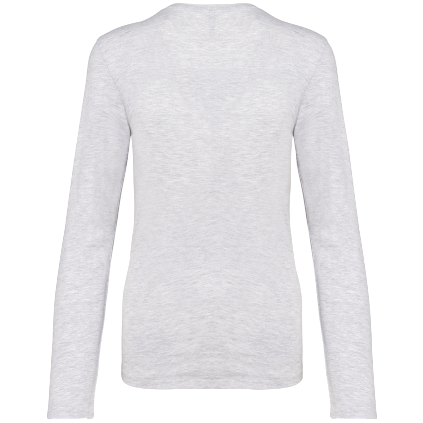 Camiseta de manga larga con cuello en V para mujer
