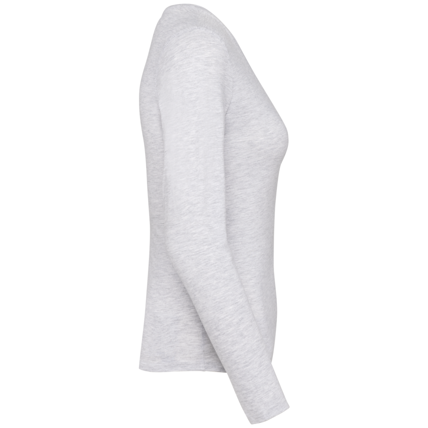 Camiseta de manga larga con cuello en V para mujer