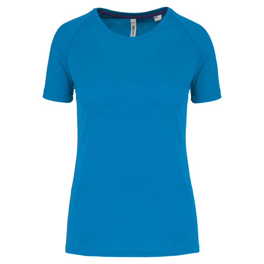 Camiseta deportiva de mujer de material reciclado con cuello redondo
