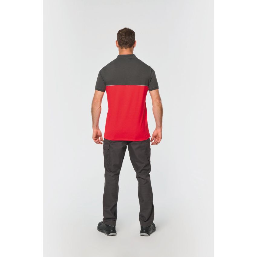 Polo bicolor de manga corta eco-responsable unisex