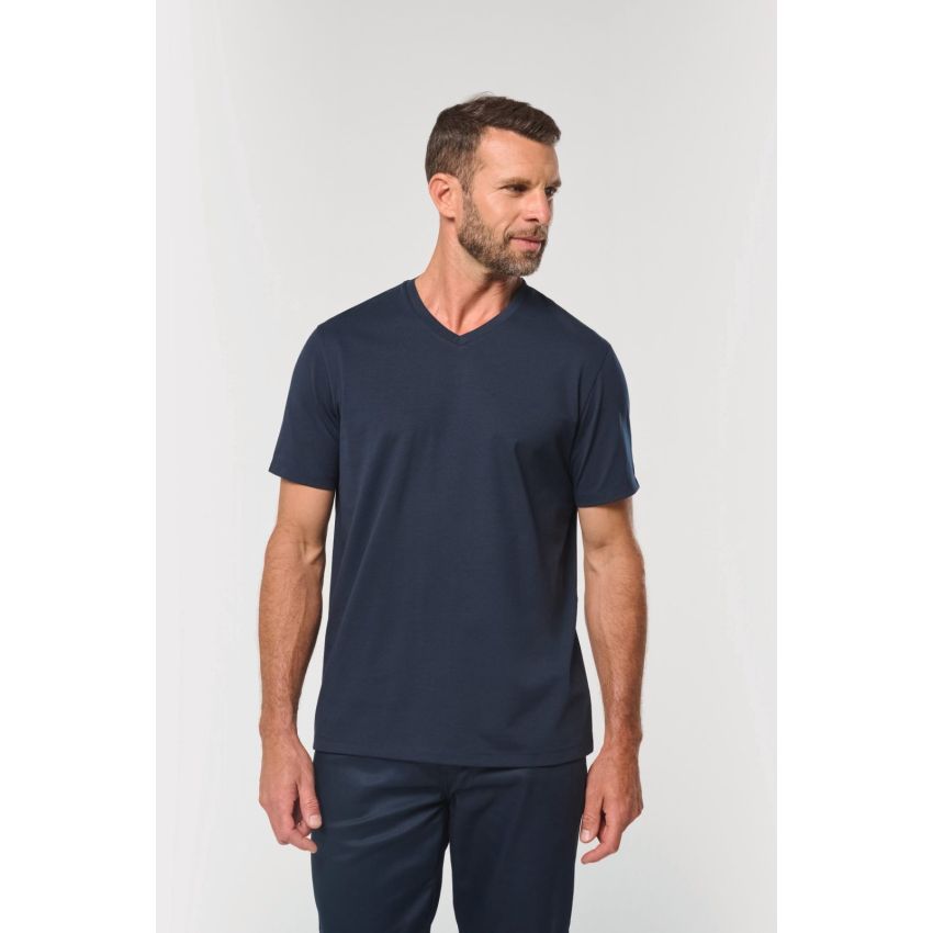 Camiseta ecológica de hombre con cuello en V y tratamiento antibacteriano