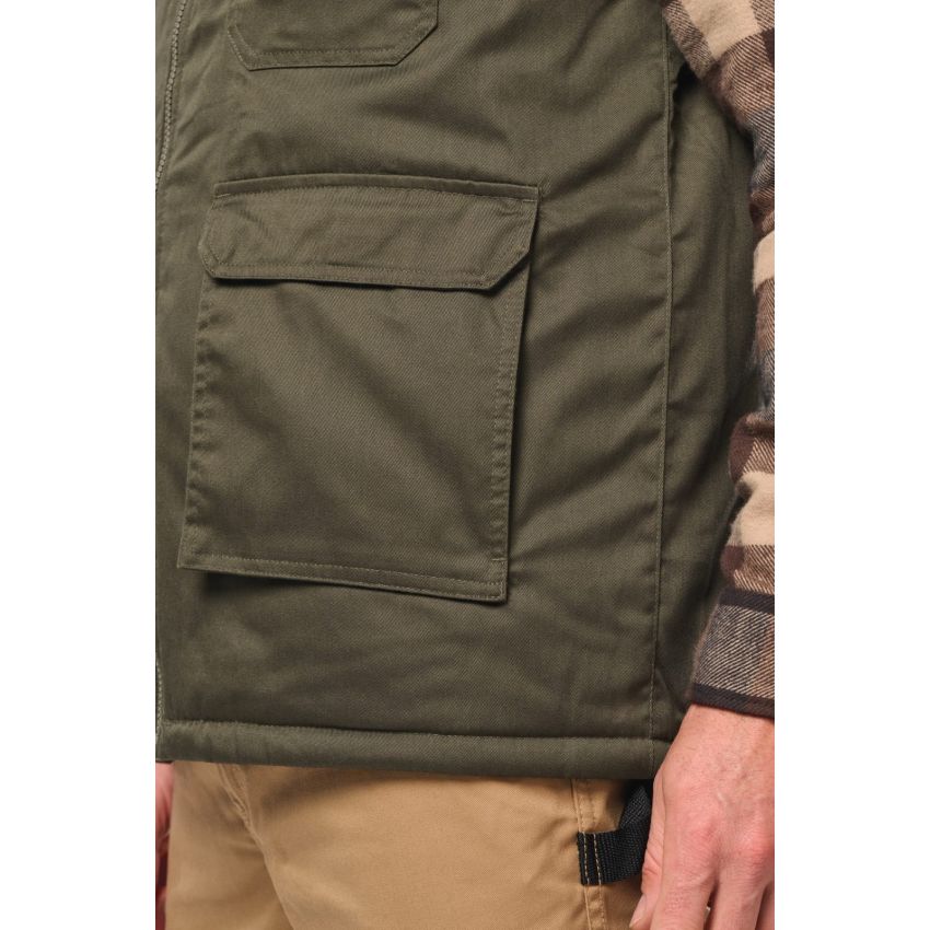 Chaleco multibolsillos acolchado unisex de poliéster/algodón