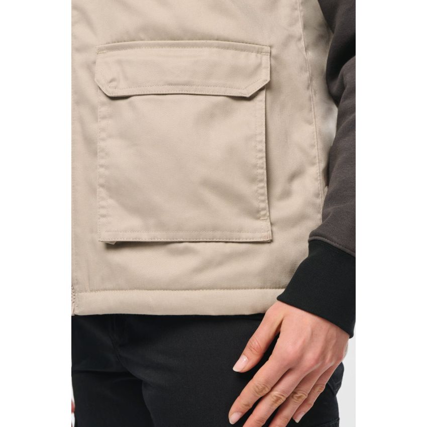Chaleco multibolsillos acolchado unisex de poliéster/algodón