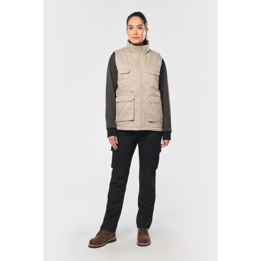 Chaleco multibolsillos acolchado unisex de poliéster/algodón
