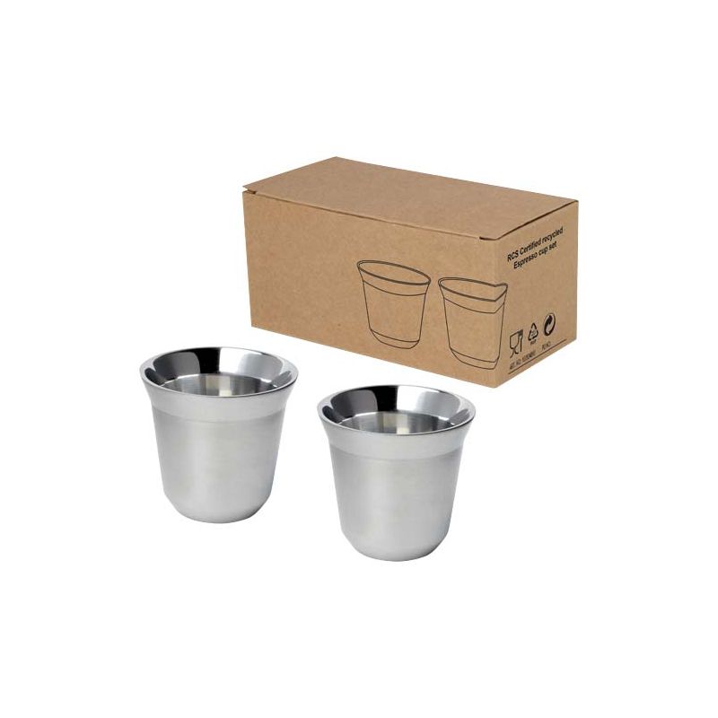 Conjunto de chávenas de café expresso em aço inoxidável com certificação RCS de 80 ml "Duo" 