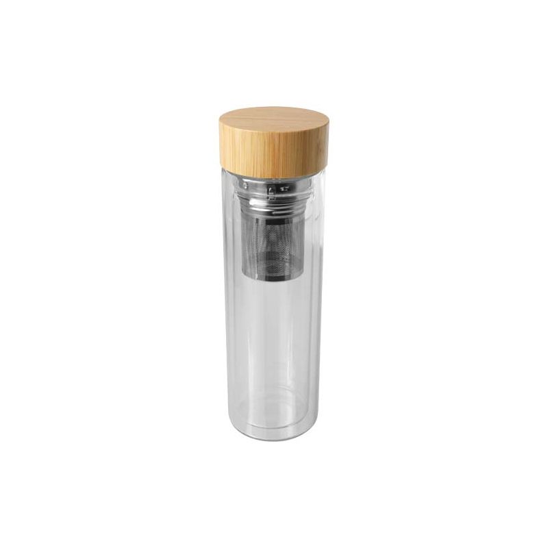 Frasco infusor de vidro borsilicato de 400 ml com tampa de bambu "Bailey"