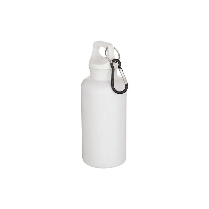 Botella de agua de plástico reciclado RCS Oregon 400 ml, color sólido, con mosquetón