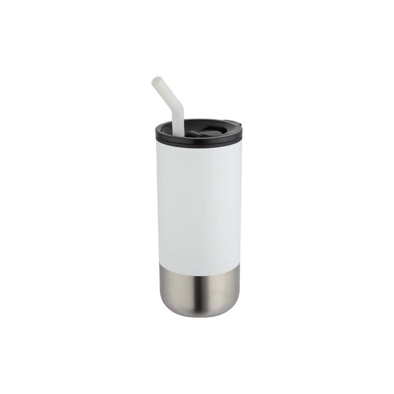 Vaso aislado reciclado RCS de 480 ml con pajita "Grayson"